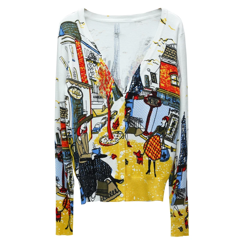 Женский трикотажный кардиган с длинным рукавом V образным вырезом|outerwear sweater|outerwear