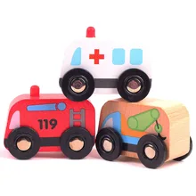 6pcs/lot Children wooden pull back car bus toys/ Kids Wood Complete Set Of Car Engine vehicle Toys, free shipping