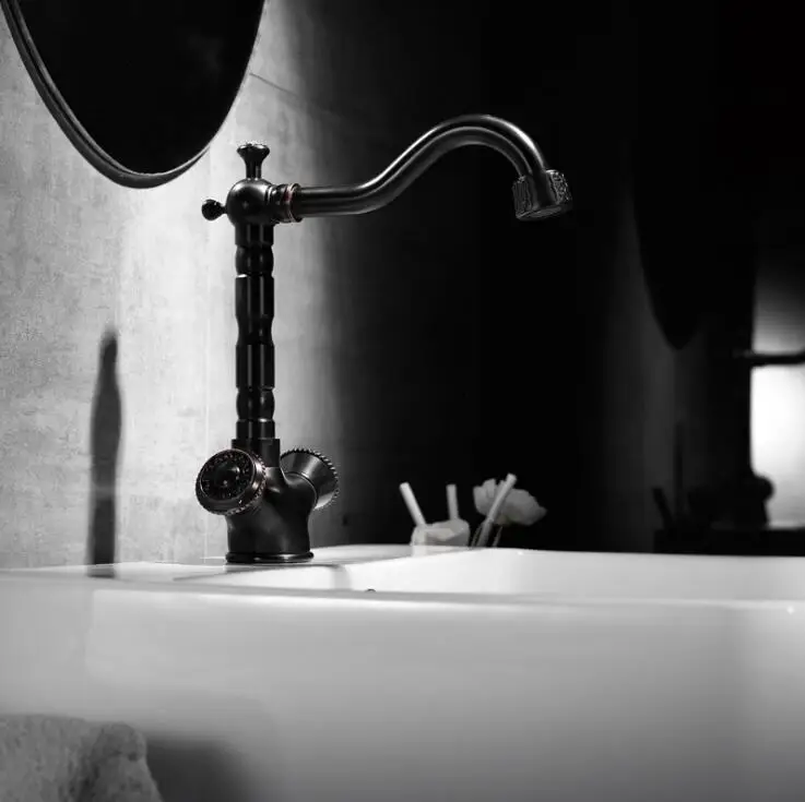 حوض الحنفيات الأسود العتيقة النحاس مزدوجة عبر مقبض الحمام بالوعة صنبور طويل القامة قطب صنبور Bathbasin الغرور خلاط الصنابير B563 حوض الحنفيات الأسود العتيقة النحاس مزدوجة عبر مقبض الحمام بالوعة صنبور طويل القامة قطب صنبور Bathbasin الغرور خلاط الصنابير B563