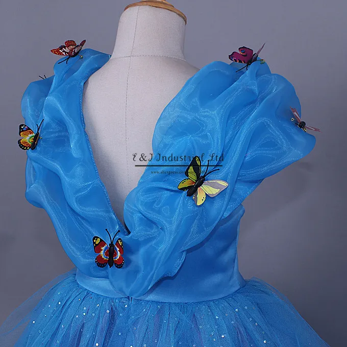 Cutestyles/Новинка года; детское платье Золушки; Розничная ; голубое платье принцессы для девочек с бабочкой; карнавальный костюм; нарядные платья для девочек