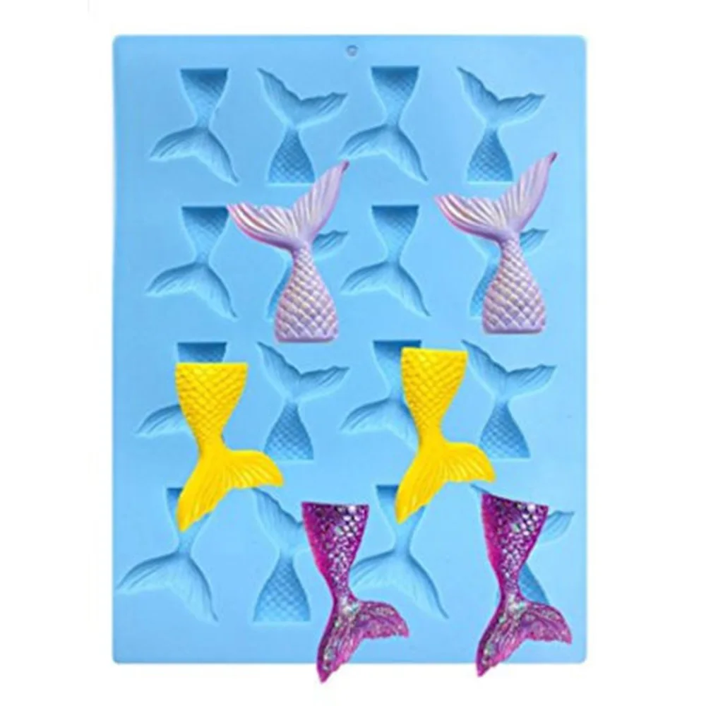 

Silicone Mini Mermaid Tail Mold Fondant Cake Molds Cupcake Kitchen Baking Tools Gum Paste Chocolate Clay Candy Moulds BakingTool