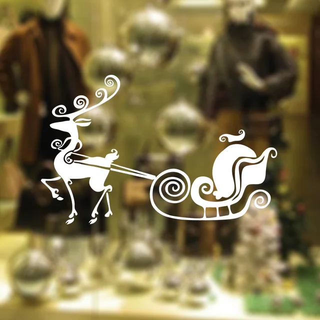 wall sticker deer sleigh merry christmas vinyl wall glass decals window home bedroom decoration ornaments xmas - Christmas Decals For Glass wall sticker deer sleigh merry christmas vinyl wall glass decals window home bedroom decoration ornaments xmas - Christmas Decals For Glass