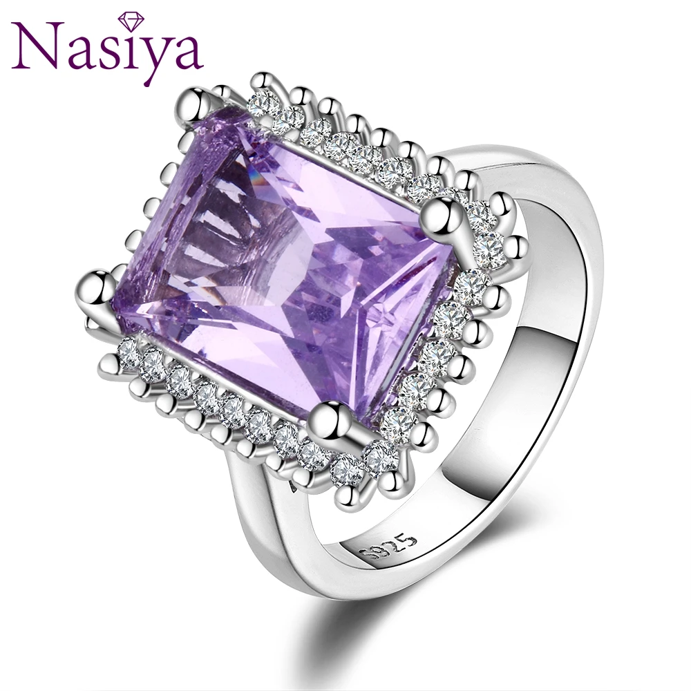 

Nasiya Fashion Luxury High Quality Purple Zircon Rings For Women 925 Silver Jewelry With Stones Party Anniversary Birthday Gift