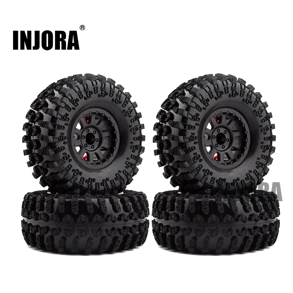 4 шт. 2 дюйма резиновые шины и пластиковый обод Beadlock для 1:10 RC Rock Crawler Axial SCX10 RR10 Wraith Yeti