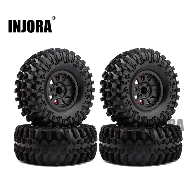 Special Price 4PCS 2.2 Inch Rubber Tyres & Plastic Beadlock Wheel Rim for 1:10 RC Rock Crawler Axial SCX10 RR10 Wraith Yeti RC Car