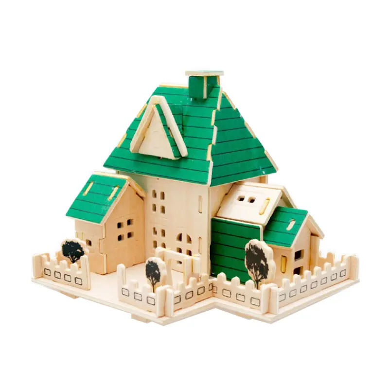 

BOHS Architecture Construction Small Purple Red Villa Cabin Building Toys DIY 3D Puzzle Miniature Model Building Toys
