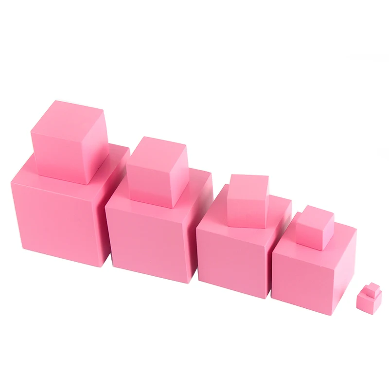 Goedkoop Hoge Kwaliteit Houten Montessori Wiskunde Speelgoed Roze Toren Massief Hout Cube 0.7 7 CM Vroege Voorschoolse Educatief Kinderen Dag Gift