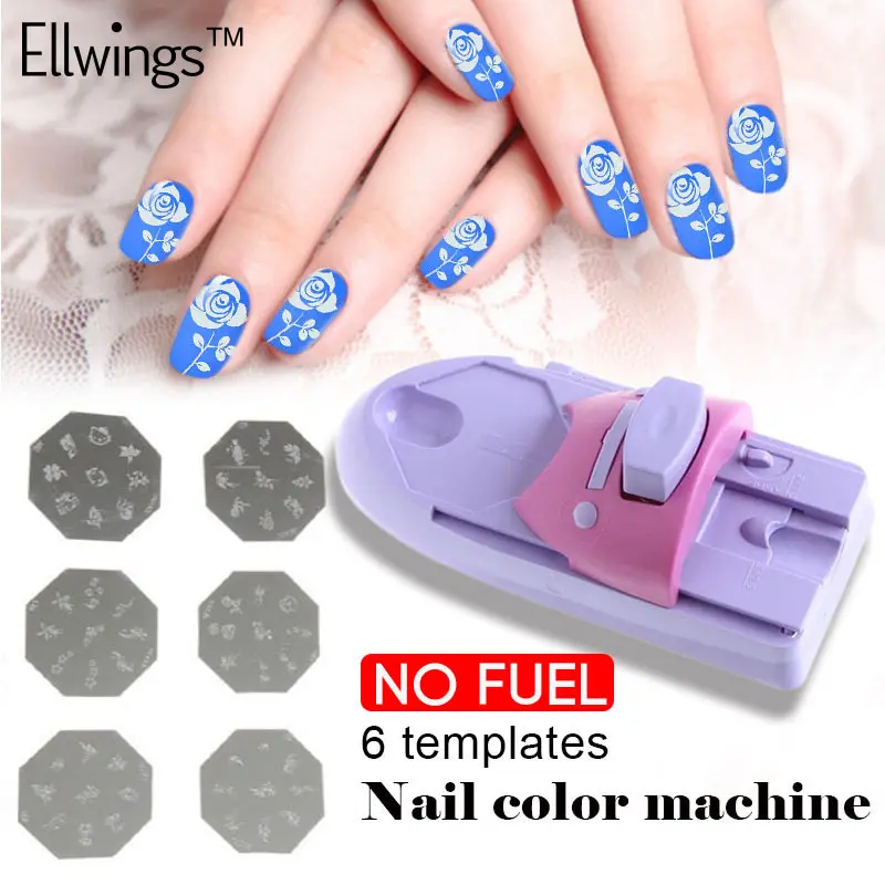 

Ellwings 6 Templates Nail Painting Machine Set DIY Pattern Stamp Printing Machine Nail Art Printer Manicure Tools