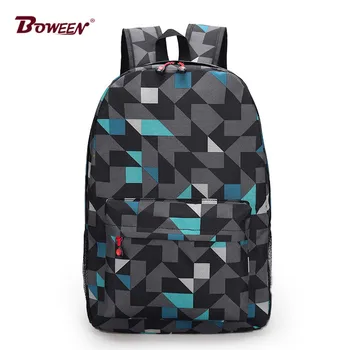 

Boy teens school backpack for girls teenagers Preppy Style men canvas backpack printing women cool geometry Patchwork