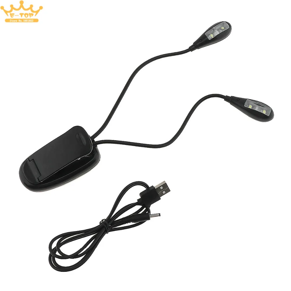 

USB LED Reading Lamp Dual Pole 4 LEDs Flexible Book Sheet Music Stand Reading Light Student Dormitory Lights