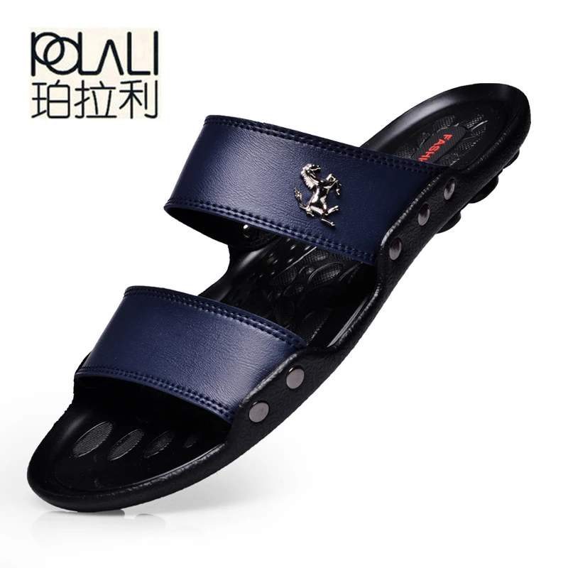 

Casual Slippers Brand 2018 Men Slippers Sandals Shoes Men Summer Flip Flops Beach Sandals Men Shoes Leather Sandalias Zapatos