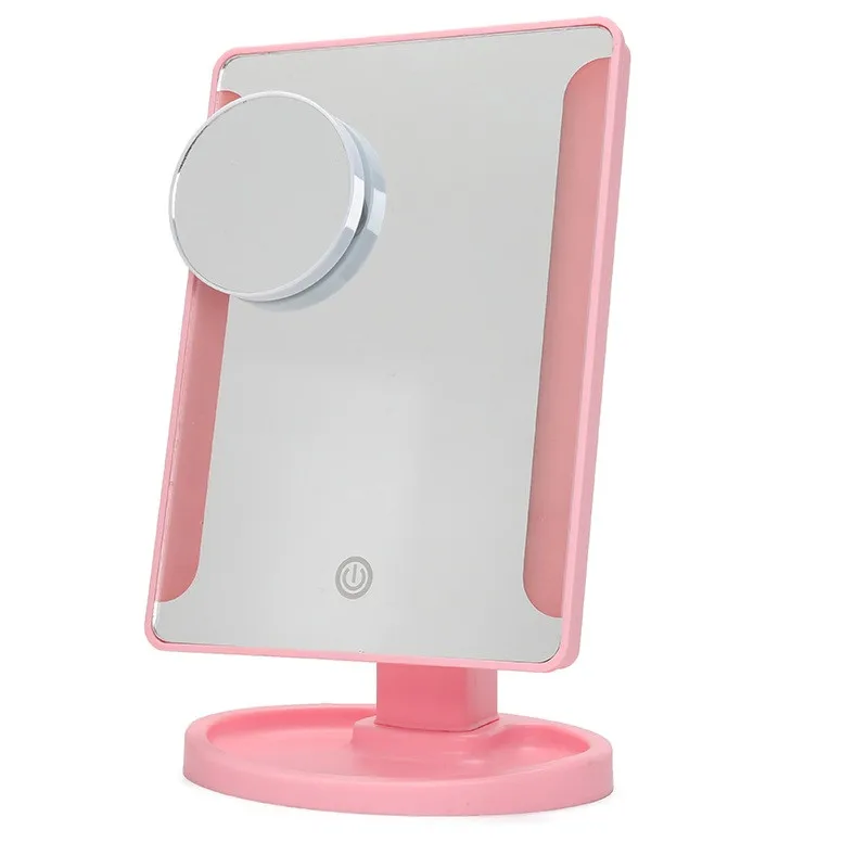 Сенсорный экран зеркало для макияжа настольная подставка розовый зеркальный светодиодный светильник элегантный внешний вид 10X Лупа функция макияж светильник