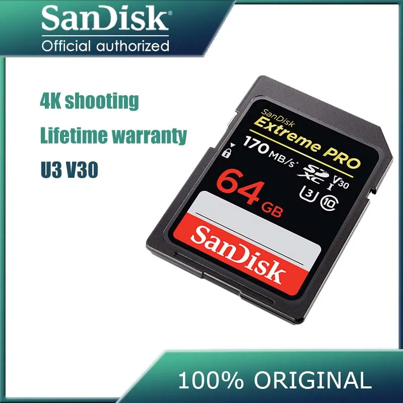 

SanDisk Extreme PRO 128G sd card SDHC SDXC UHS-I 32GB Memory Card 64GB C10 95M/s U3 V30 256GB carte sd Camera With card reader