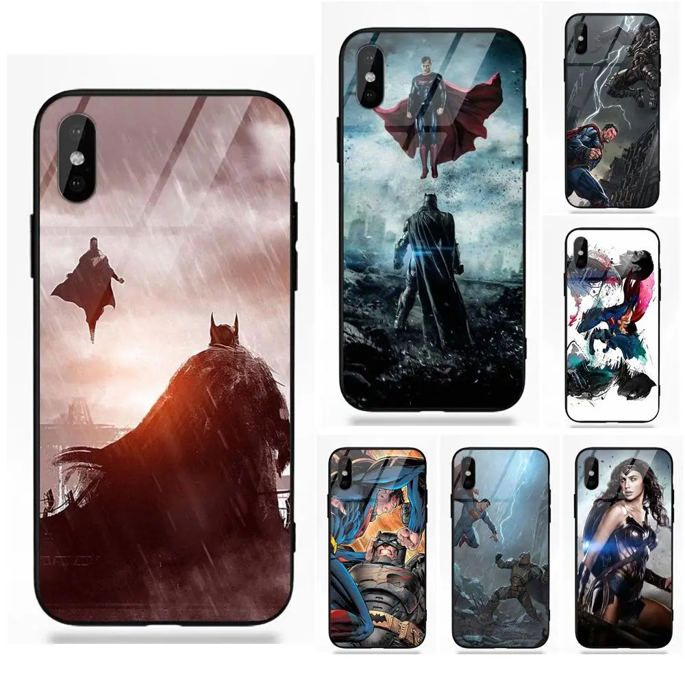 Movie Superman Vs Batman Diy Soft TPU Frame Tempered Glass