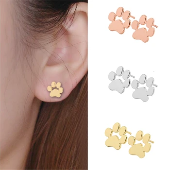

Aniamal Pet Paw Design Pawprint Alloy Ear Stud Earrings Women Fashion Jewelry