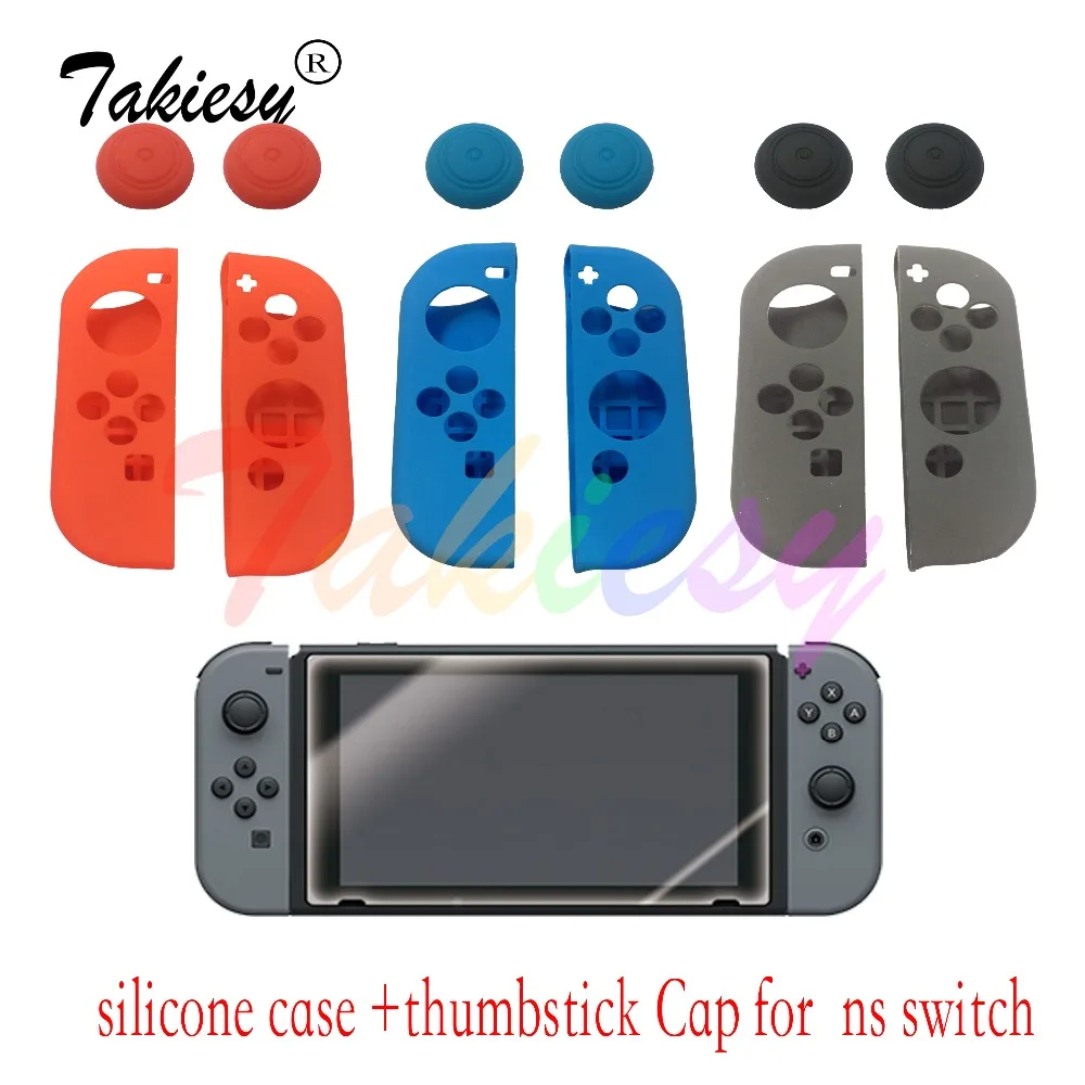 

nitendo switch soft Silicone Protective Skin Case+2 Thumbstick Grips Joystick Caps Cover For Nintend Switch Joy-Con Controller
