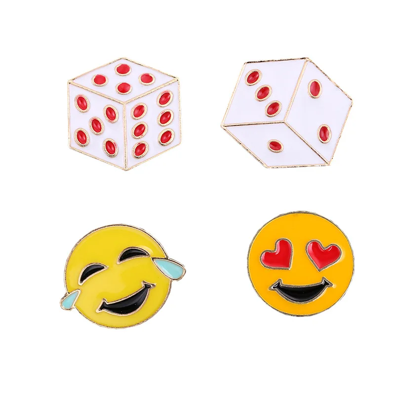 Original Dice Emoji Expression Bag Decoration Enamel Brooch Japanese Style Spoof Fun Collar Pin Badge Women Clothes Jewelry | Украшения и