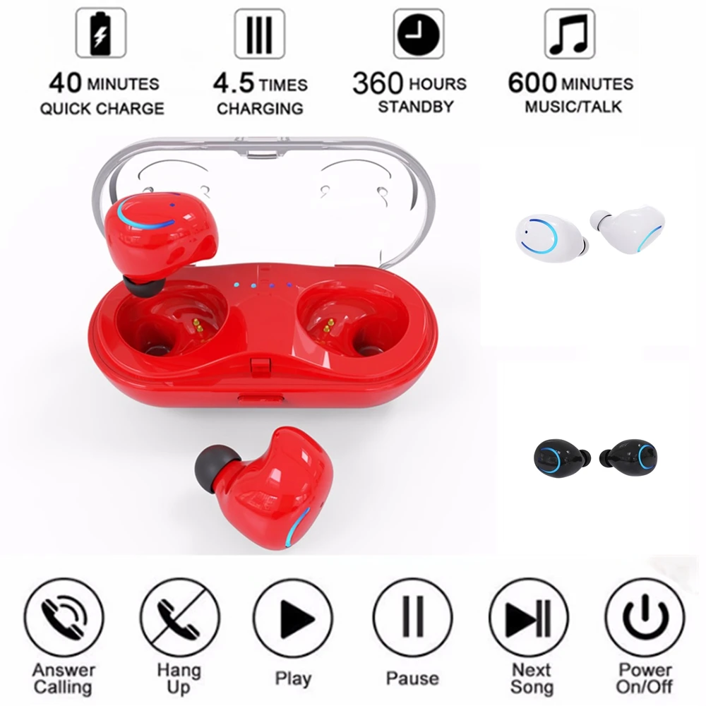 1 Pair Mini Wireless Bluetooth V4.2+EDR Earphone HiFi