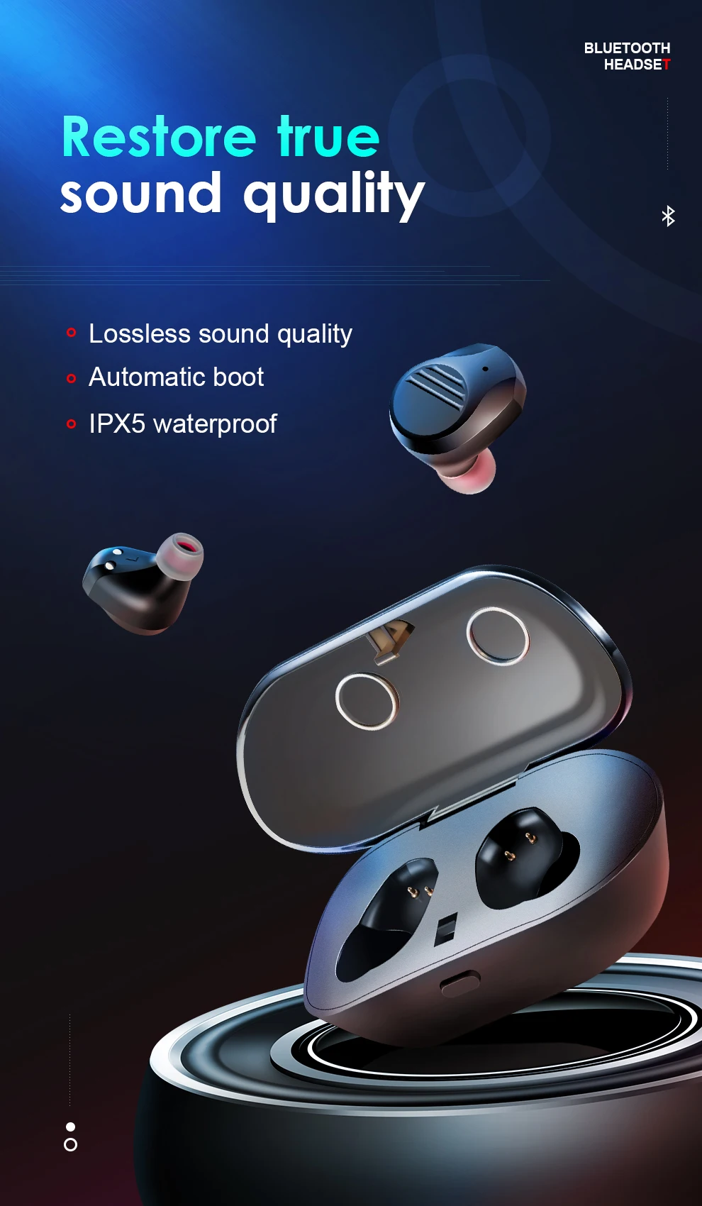 SANLEPUS Мини Bluetooth наушники Беспроводные спортивные наушники TWS 5,0 стерео гарнитура с микрофоном и зарядным устройством для телефонов и музыки