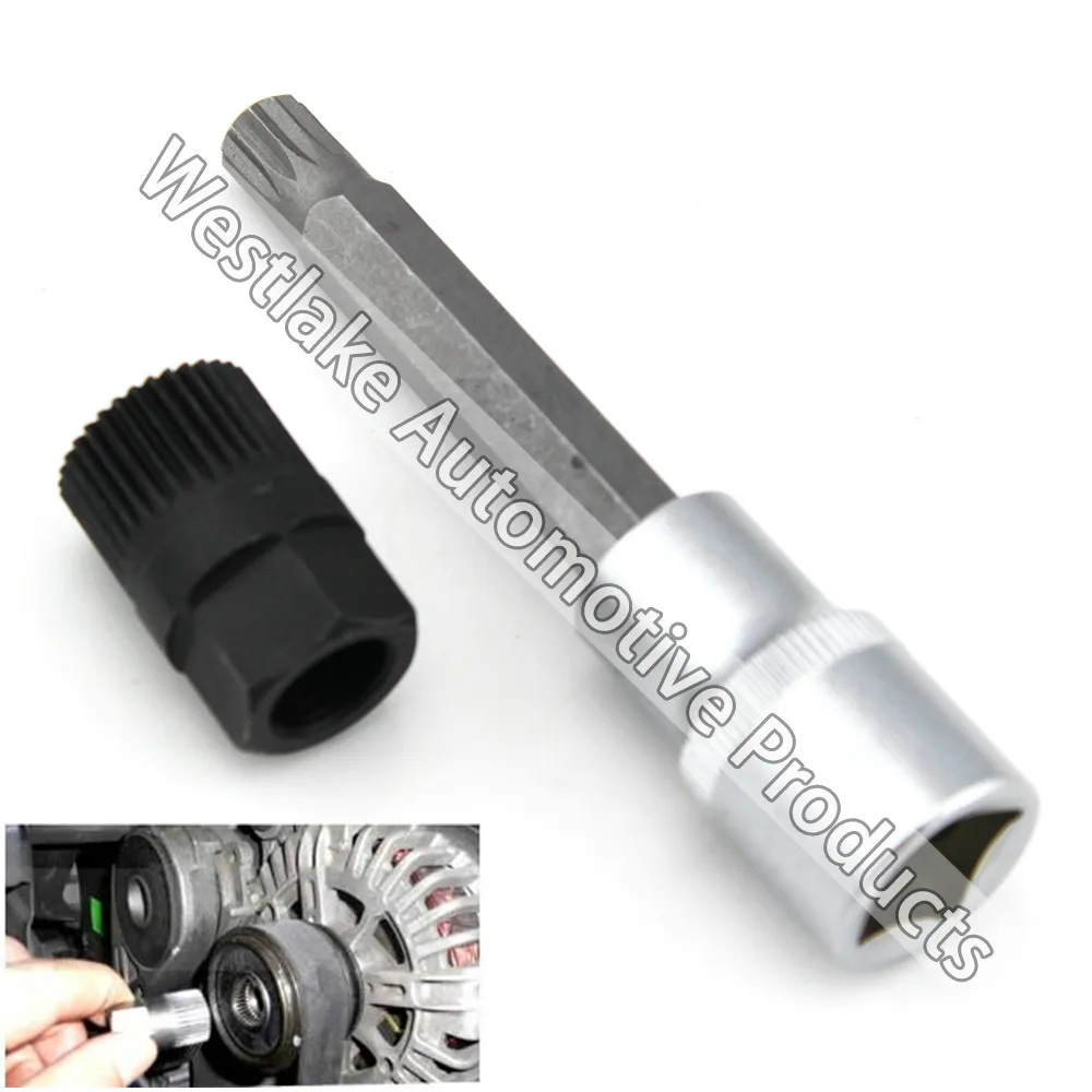 

M10 Alternator Pulley Socket Bit With 33 Teeth Tool Alternator Pulley Center Bolt Remover Socket