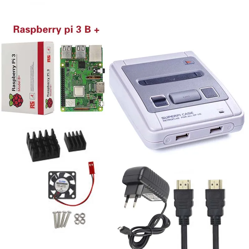 Retroflag SUPERPi CASE-J NESPi Case +Raspberry pi 3B+(plus)+heat sink+5V 3A power+HDMI+fan for Raspberry Pi 3B Plus (3B+)/3B | Компьютеры