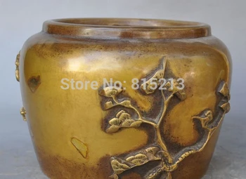 

bi0011700 5" chinese Dynasty palace pure bronze Plum flower Bamboo Tanks Crock pot statue