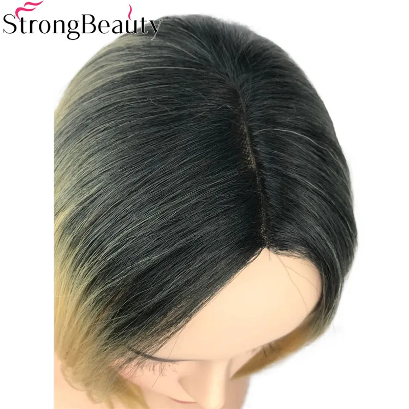 S2083 2R-86 (2) StrongBeauty Short Wigs Straight Synthetic Wig Ombre Flaxen Heat Resistant Hair Full Hair