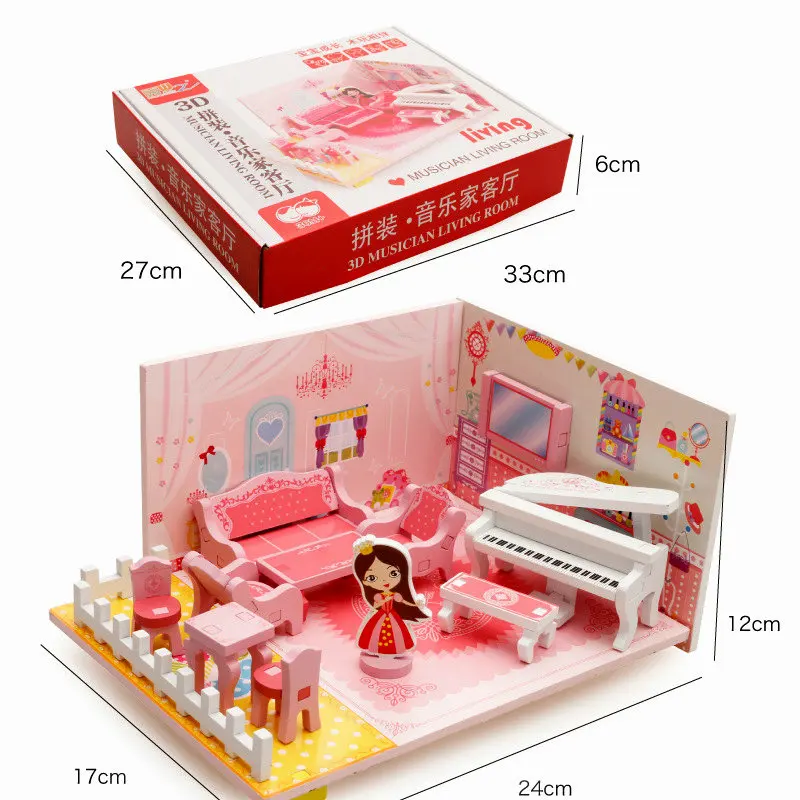الأطفال ألعاب خشبية الجمعية محاكاة غرفة/الأثاث مقياس نماذج بناء كتلة التعليمية لعبة الأثاث لعبة مجموعة هدية الفتيات