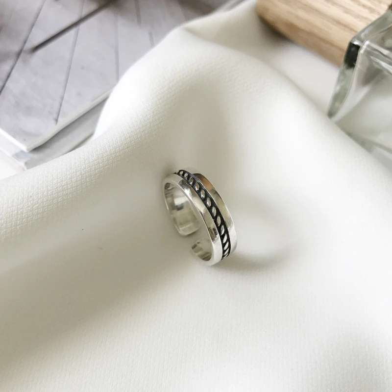 Минималистский 925 серебрянная плоское кольцо с твист дизайн тонкое кольцо простой Винтаж наборное кольцо унисекс модные ювелирные