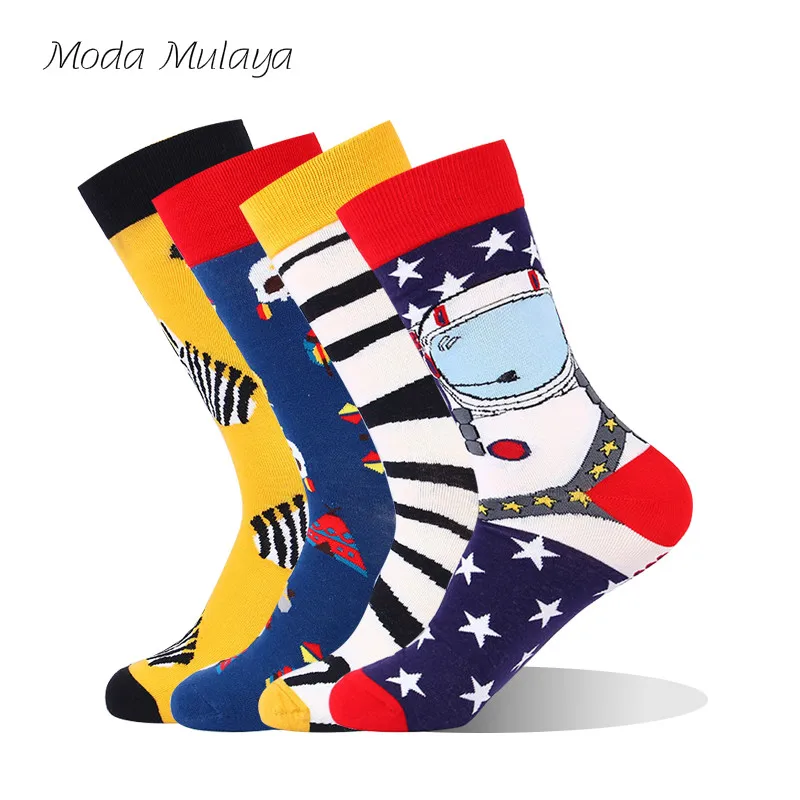 

Moda Mulaya 2019 New Arrival Men's Happy Socks Men Hot Sale Combed Cotton Funny Socks Crew Long Unisex Casual Socks Gift for Men
