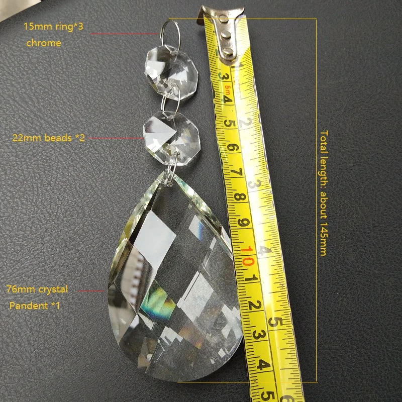 10 шт./лот 38/50/63/76 мм прозрачный миндалевидной ФОРМЫ pandent+ 2 восьмиугольная+ 3 знака после хром кольцо разъем Стекло свадебные хрустальные люстры