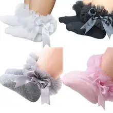 Infant Newborn Toddler Baby Girls Princess Bowknot Lace Floral Short Socks Kids Cotton Ruffle Frilly Trim Ankle Socks fashion