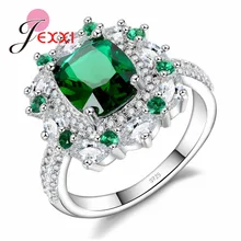 Высокое качество, романтическое женское кольцо, 925 пробы, серебро, зеленый, кубический циркон, CZ кристалл, ювелирные изделия, хороший подарок для влюбленных на День святого Валентина