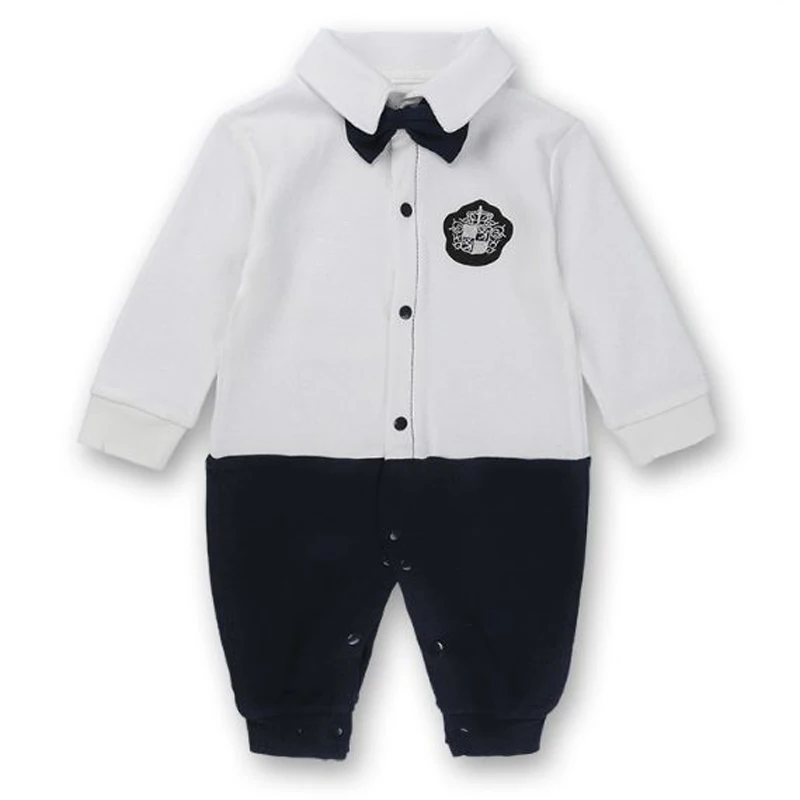 2018 spring Autumn Toddler baby boy clothing Cotton Long Sleeved Gentleman romper Newborn Baby Clothes suits for 0-18m babies