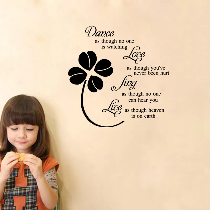 Four Leaf Clover with dance live life love home decor quote wall decal