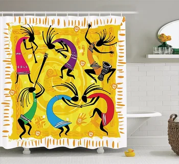 

High Quality Arts Shower Curtains Dancing Playing Musical Instruments Figures Patterns Bathroom Decorative Modern Waterproof