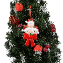 Baby Bow Family Of 3 Resin Christmas Tree Ornaments Personalized Gifts Write Own Name For Holiday Home Party Decoration