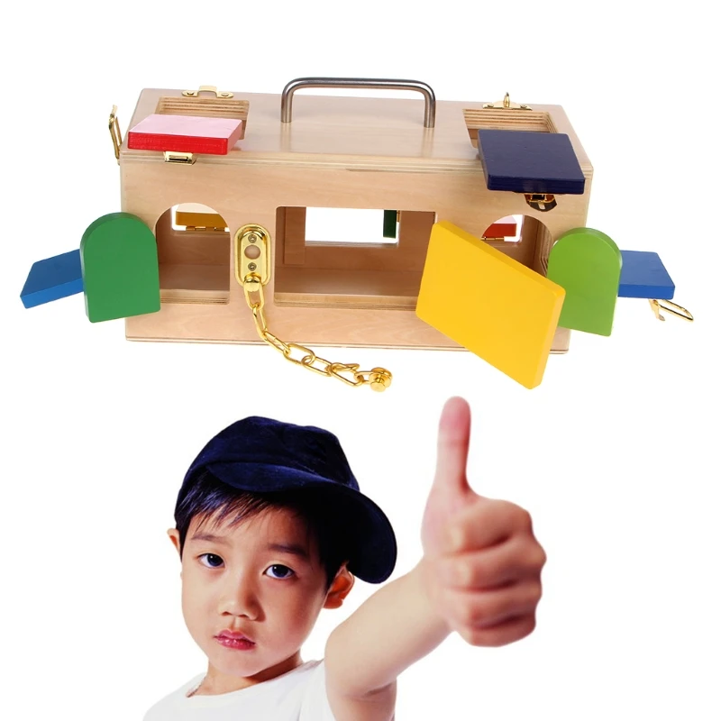 Children Love Interesting Montessori Colorful Lock Box Kids Children Educational Preschool Training Toys