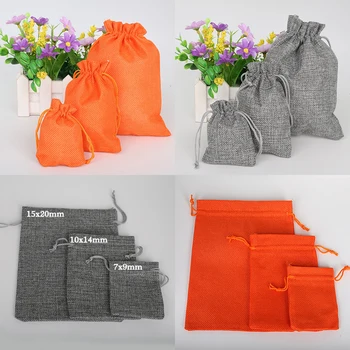 

10pcs Multi-size Cotton Linen Drawstring Wedding Jewelry Decorative Bag Christmas/Wedding Gift Bags Pouch Product Packaging Bags