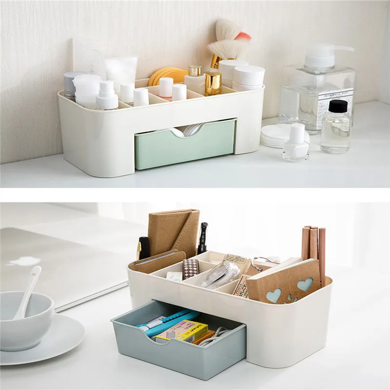 New European transparent plastic empty container makeup organizer multipurpose candy color office sundries cosmetic drawer Kit | Красота и
