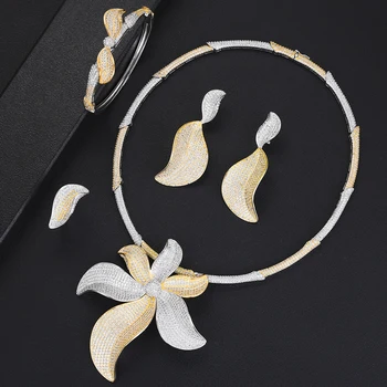 

4 PCS Luxury Cubic Zirconia Romantic Bridal Women Wedding Necklace Earrings Bracelet Ring Jewelry Sets Anniversary party Gift