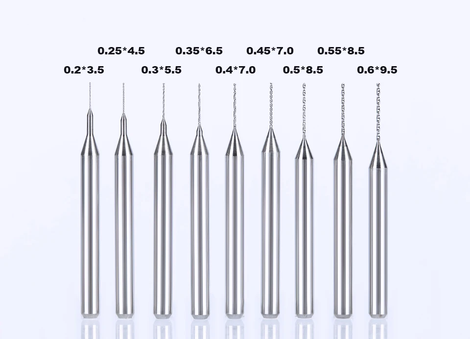 HUHAO 10 шт. SHK 3,175 мм импортные PCB карбидные сверла мини ЧПУ набор сверл печатная плата Деревообрабатывающие инструменты 0,2-1,1 мм