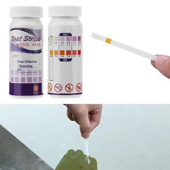 

Outdoor 50Pcs Swimming Pool Test Strips Chlorine PH Alkalinity Water Hardness