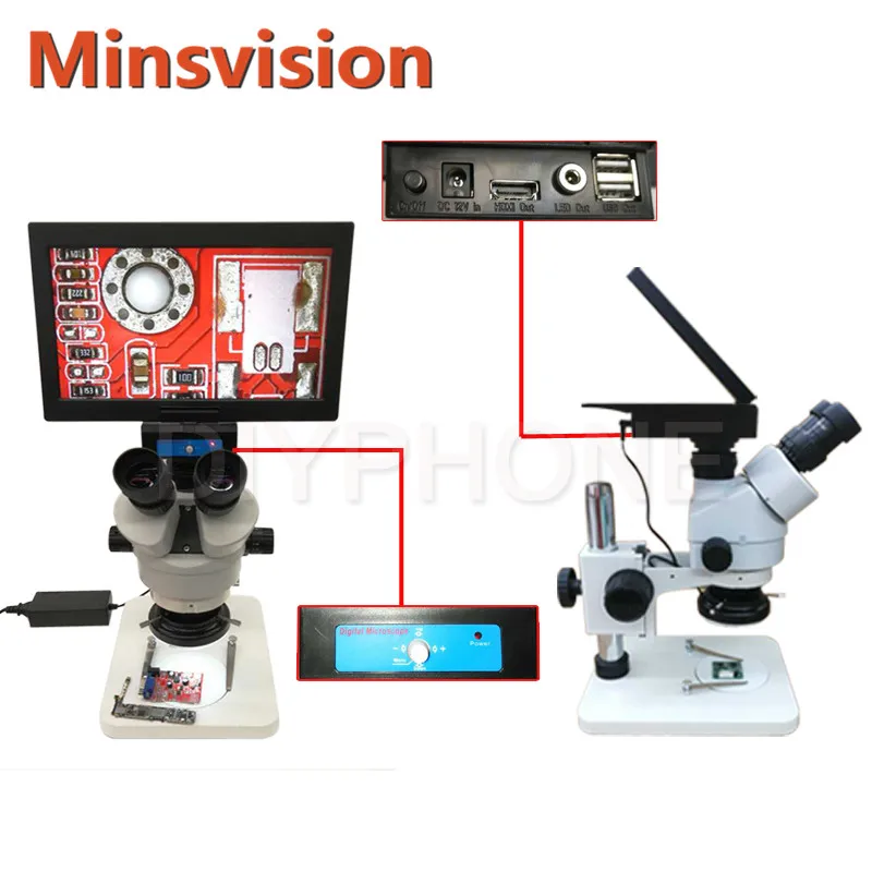 7-90X три сетки цифровой микроскоп портативный HDMI зум стерео микроскоп мобильный телефон ремонт Электронный Встроенный увеличительное