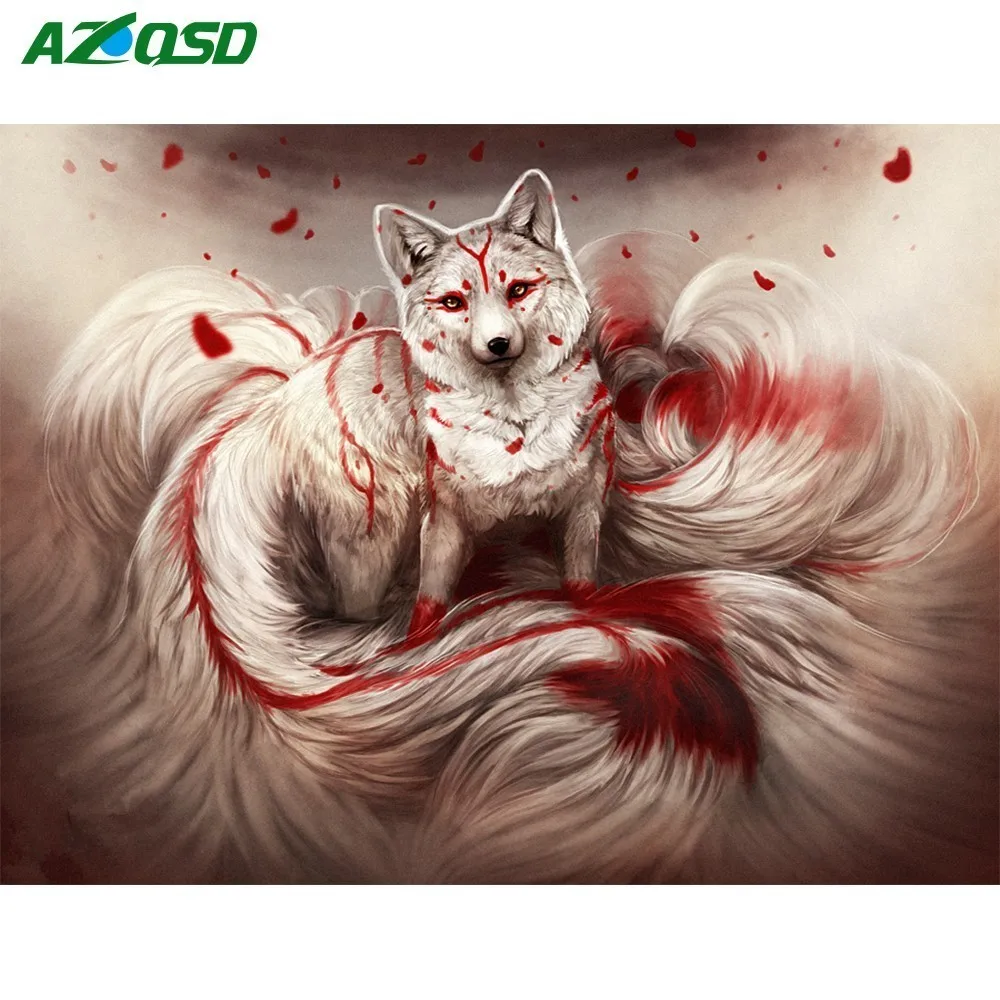 

AZQSD Diamond Painting Cartoon 5D DIY Diamond Embroidery Nine-tailed Fox Handicraft Home Decor Mosaic Gift DIY