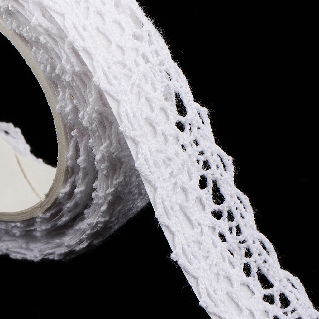 3 Rolls of 2 Meters Cotton Lace Washi Tape Self Adhesive Sticker for DIY Diary Scrapbook Album Card Making Decoration 15mm