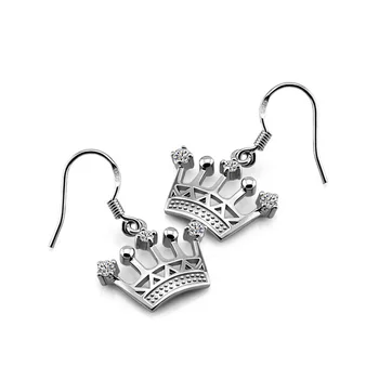 

Women fashion Elite Crown Pendant Earrings Solid 925 Sterling Silver Women's Jewelry Dazzling Zircon Earrings Christmas gift