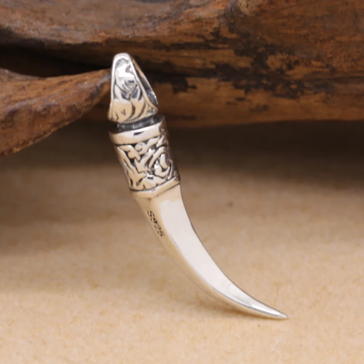 Handmade Vintage 925 silver wolf tooth pendant Real Sterling Silver