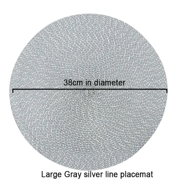 Золотая Серебряная нить плетение рами подстилка для столовых приборов изоляционная круглая подстилка для столовых приборов креативный льняной коврик для стола украшение дома - Цвет: large gray