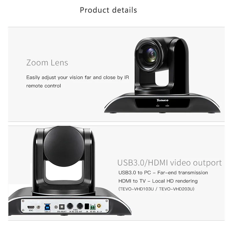 Tenveo VHD103U PTZ HDMI كامل HD 1080 p فيديو كاميرا USB 3.0 10X البصرية التكبير 2.38 ميجا بكسل كاميرا فيديو للمؤتمرات ل العارض Tenveo VHD103U PTZ HDMI كامل HD 1080 p فيديو كاميرا USB 3.0 10X البصرية التكبير 2.38 ميجا بكسل كاميرا فيديو للمؤتمرات ل العارض